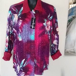 Crush Reversible Floral Design Jacket Reversible Solid Maroon Color